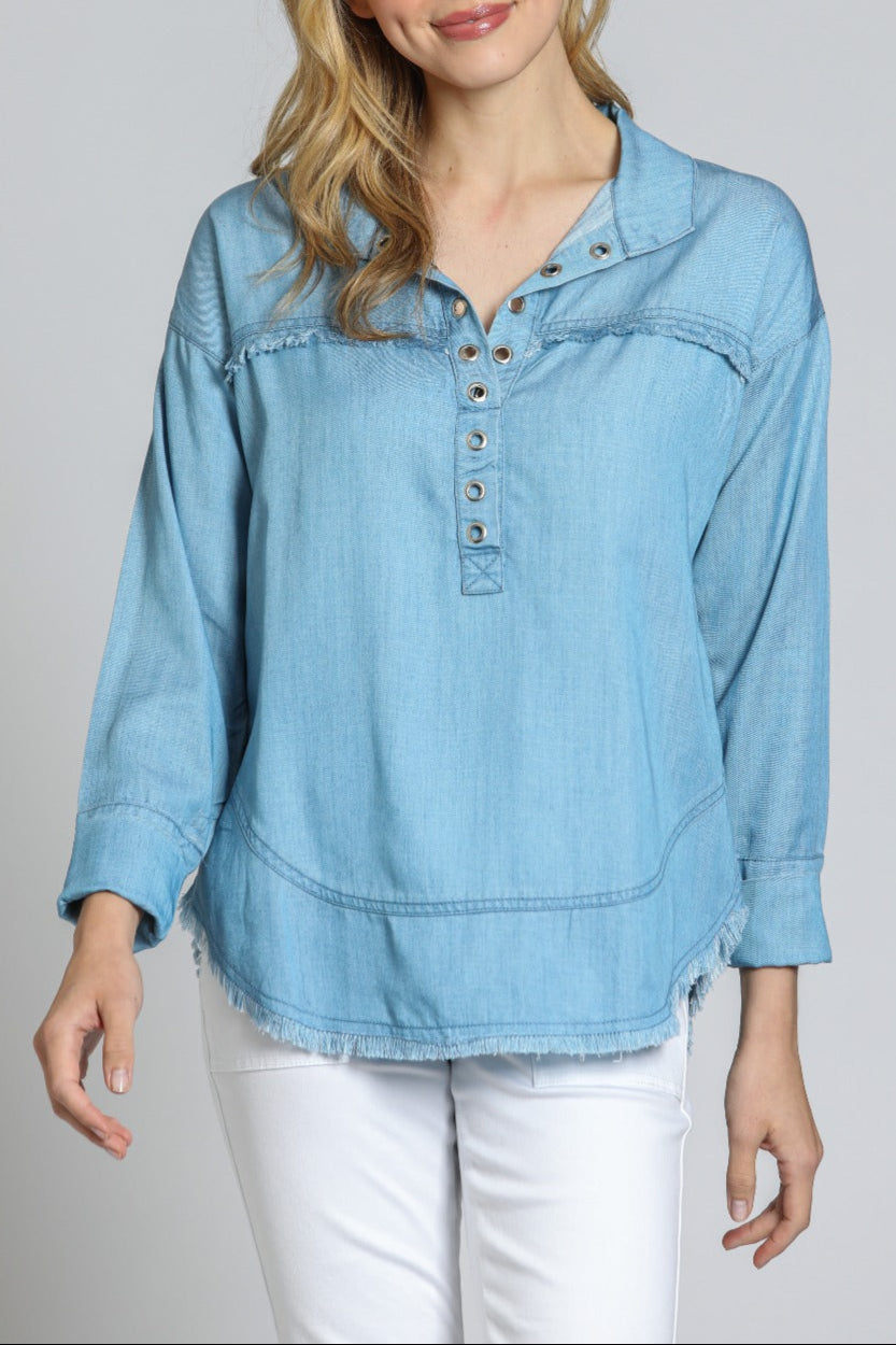 Henley P/O With Grommet Detail