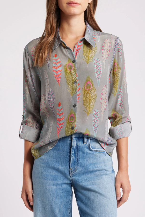 Button-up With Roll-up Sleeve Shirt