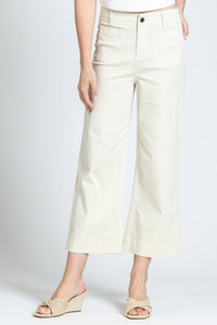 Cropped Wide Leg Pant With Patch Pockets - Natural