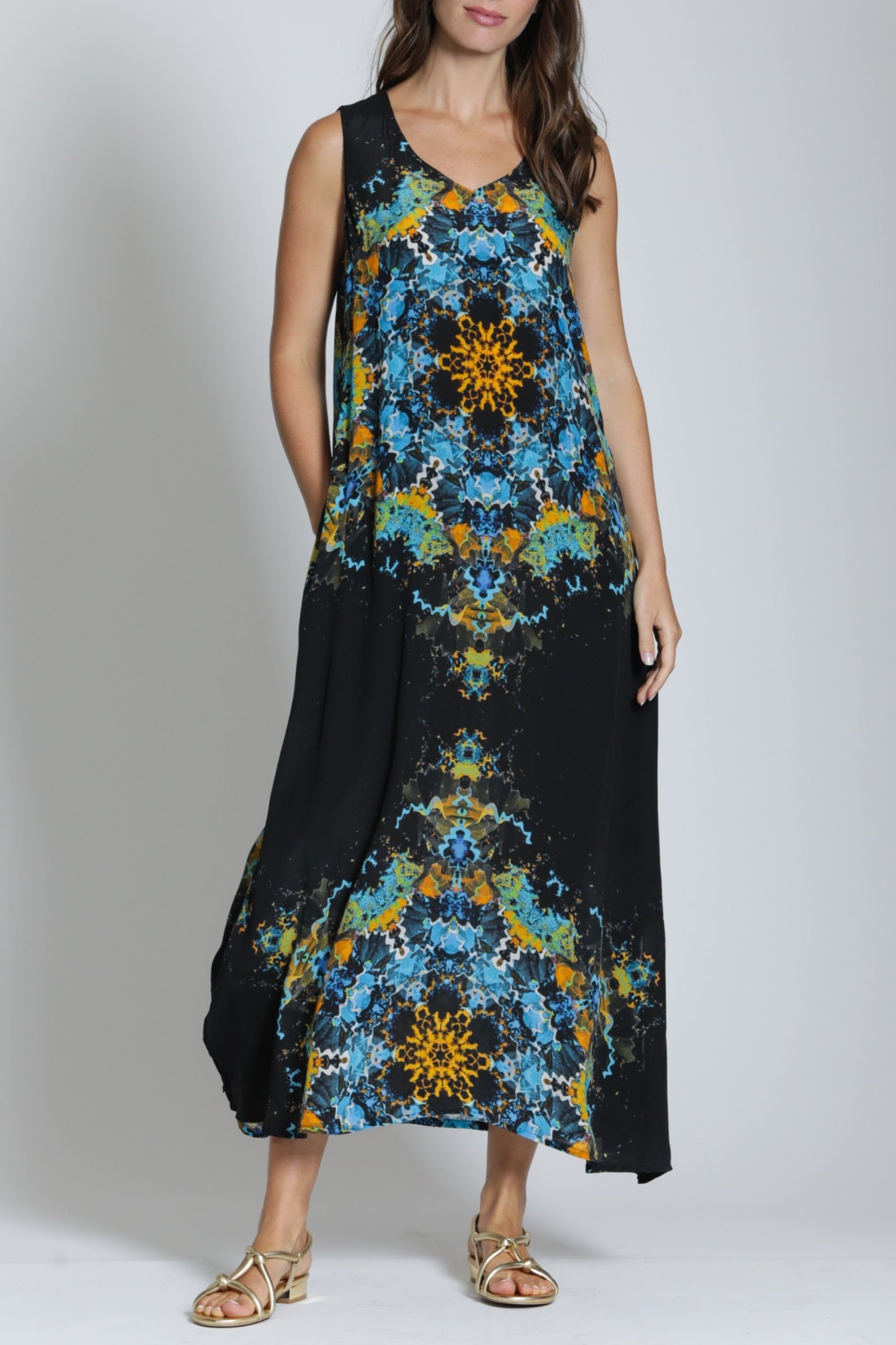 Apny Women's Sleeveless Maxi Dress - Blue