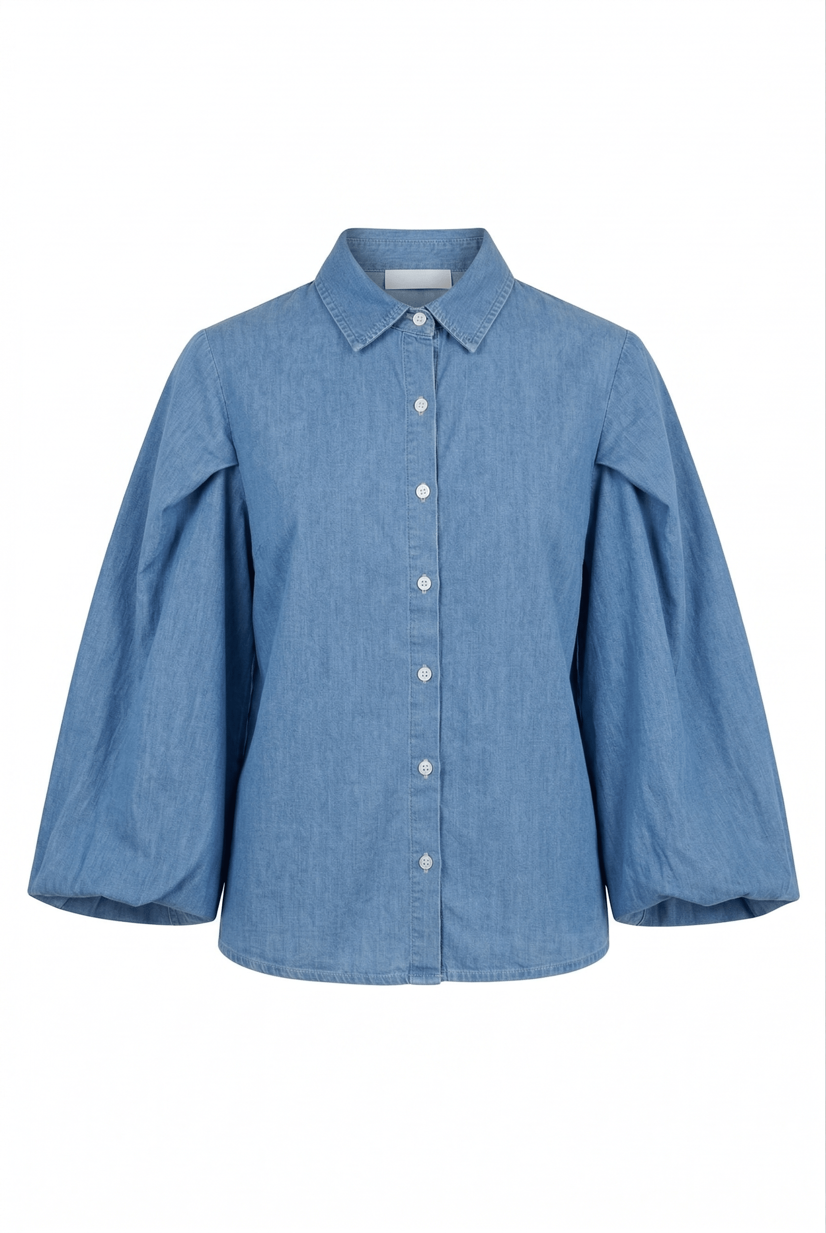 Blue denim shirt on a white background