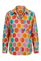 Colorful polka dot shirt on a white background