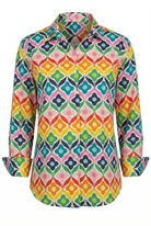 Colorful patterned shirt on a white background