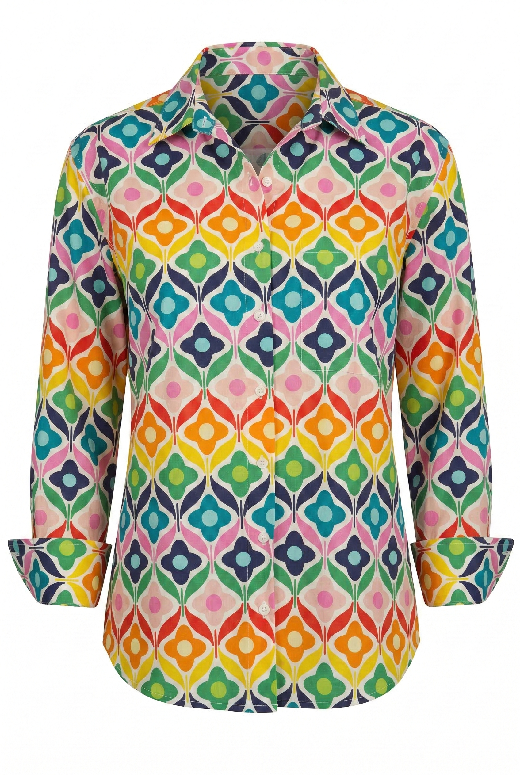 Colorful patterned shirt on a white background