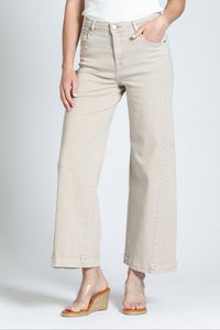 The Godet Wide Leg Jean - Antique Beige