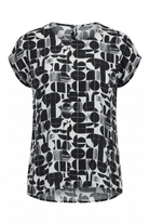 Black and white patterned blouse on a white background
