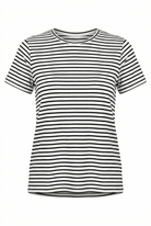 Black and white striped t-shirt on a white background