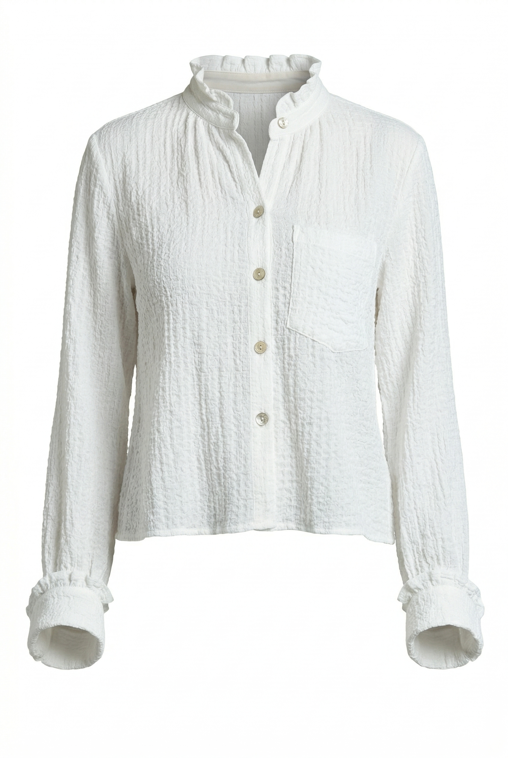 White textured shirt on a white background