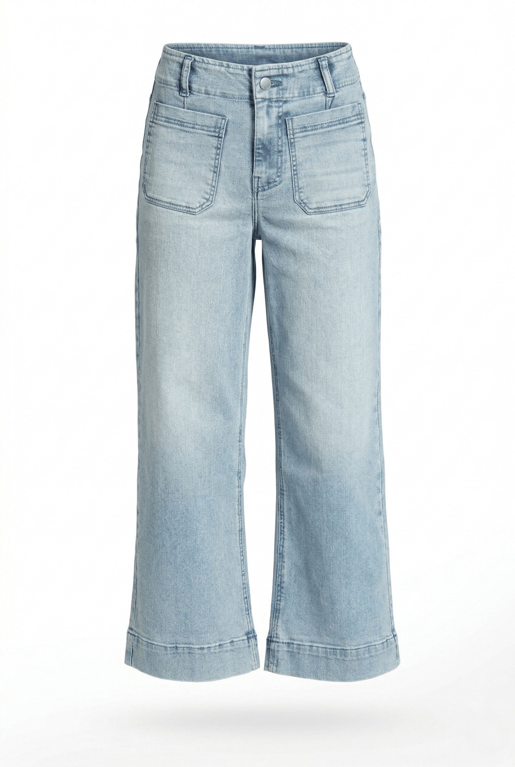 Light blue jeans on a white background