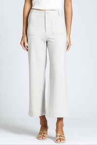 Ponte Cropped Wide Leg Pant With Patch Pocket - Champagne