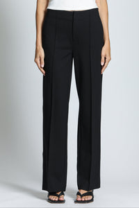 Front Zip Pant With Pin-Tucked Leg- Black