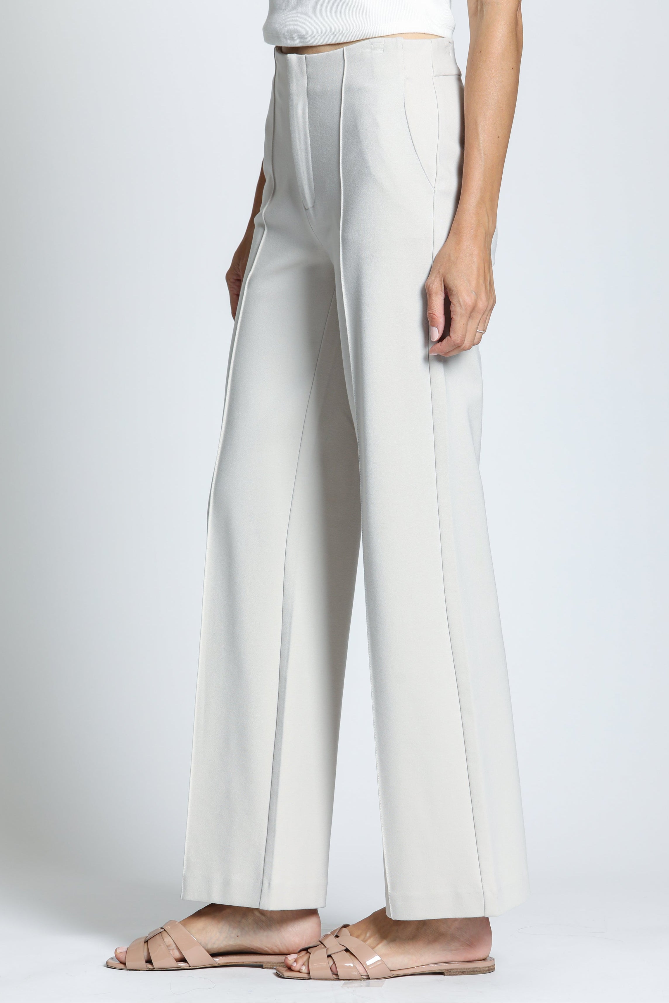 Front Zip Pant With Pin-Tucked Leg- Champagne – APNY