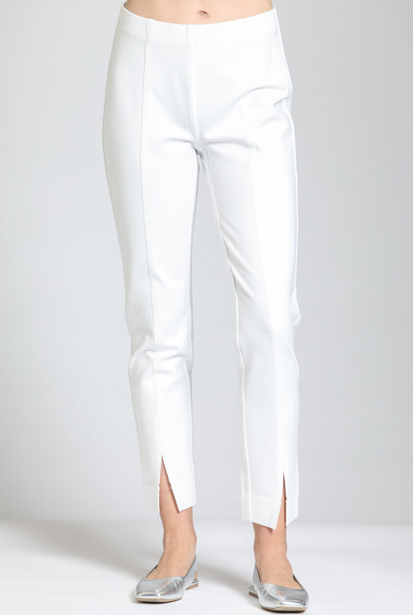 Pull-on Ponte Pant With Split Hem - White