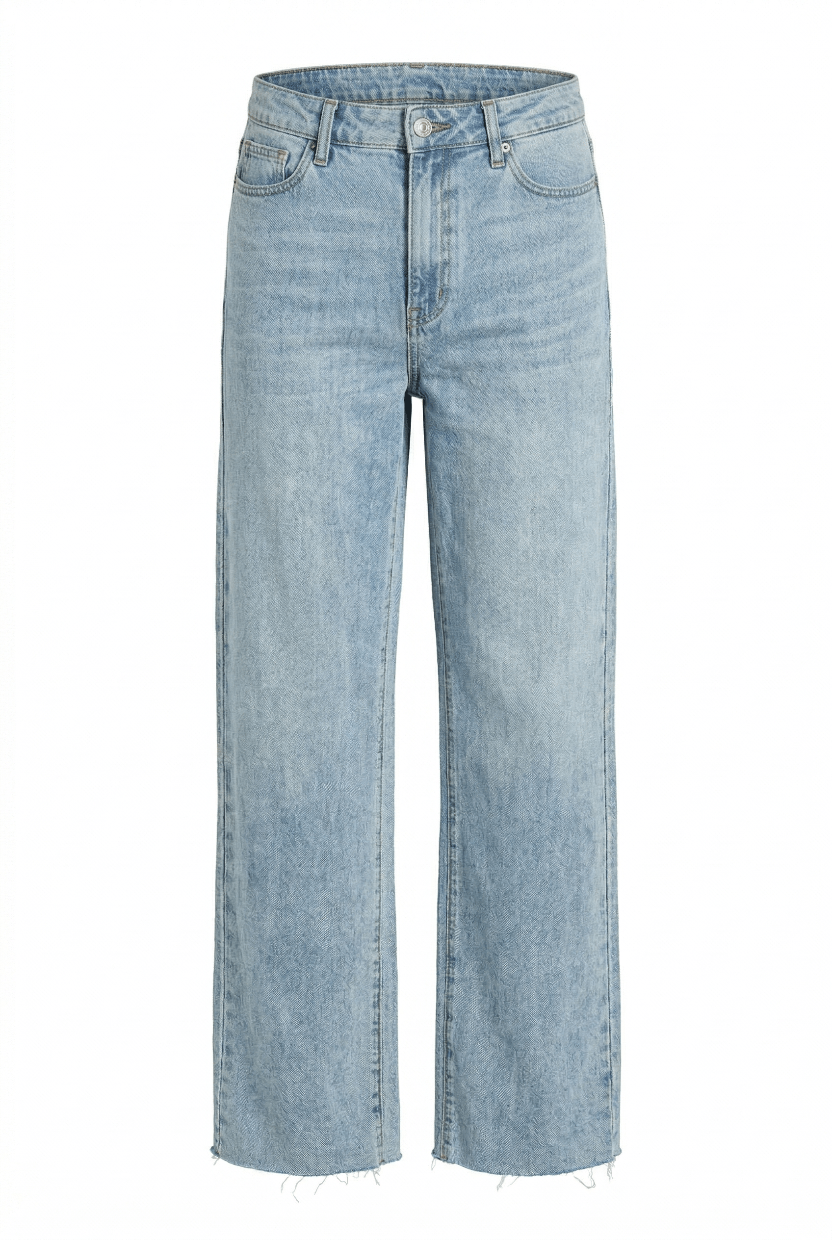 Light blue jeans on a white background