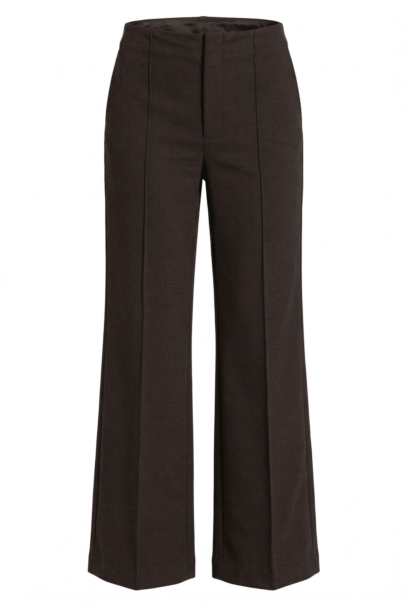 Black wide-leg pants on a white background