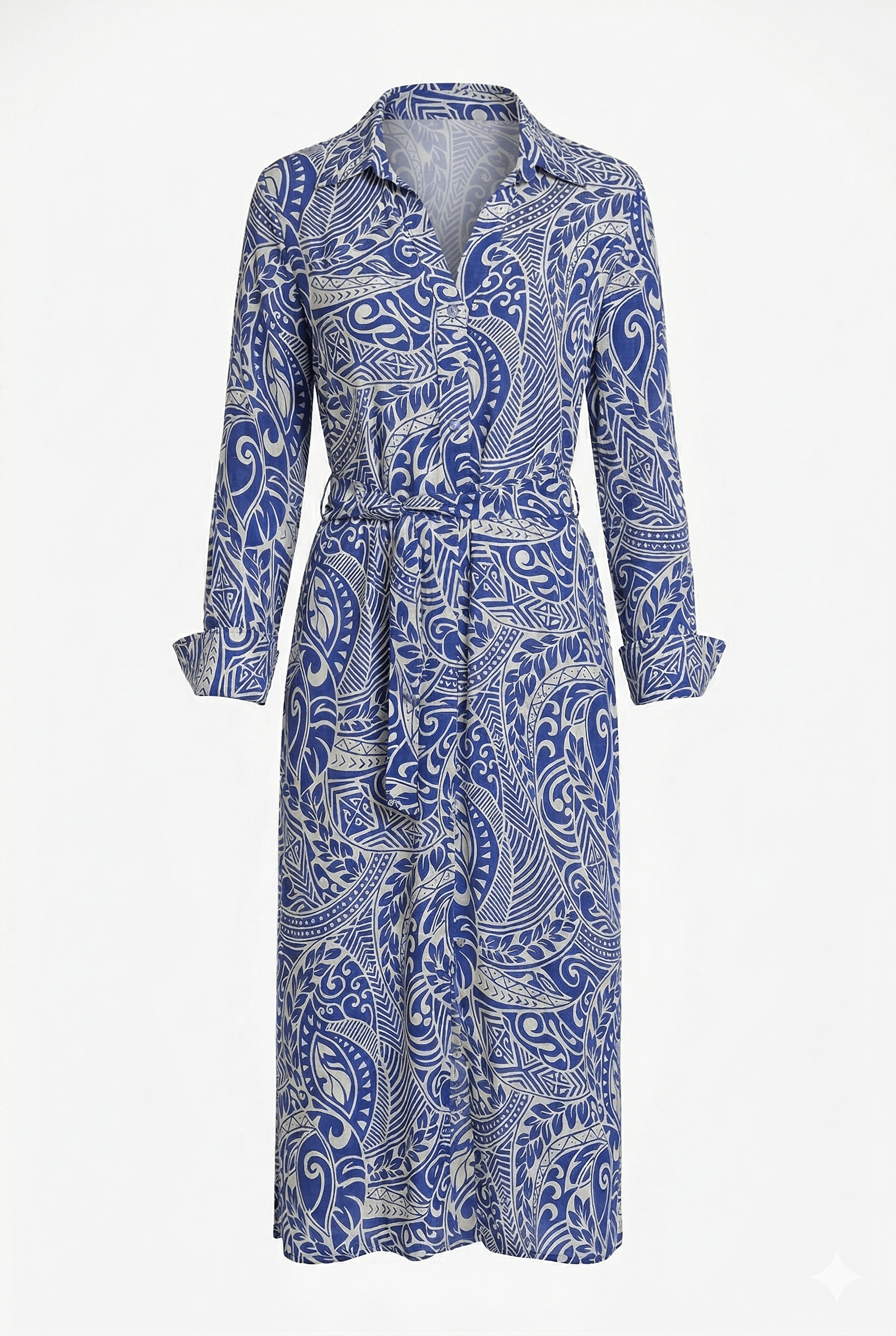 Apny Women's Mix Print Long Sleeve Dress - Blue - Casual dresses Apny Women's Mix Print Long Sleeve Dress - Blue - Casual dresses