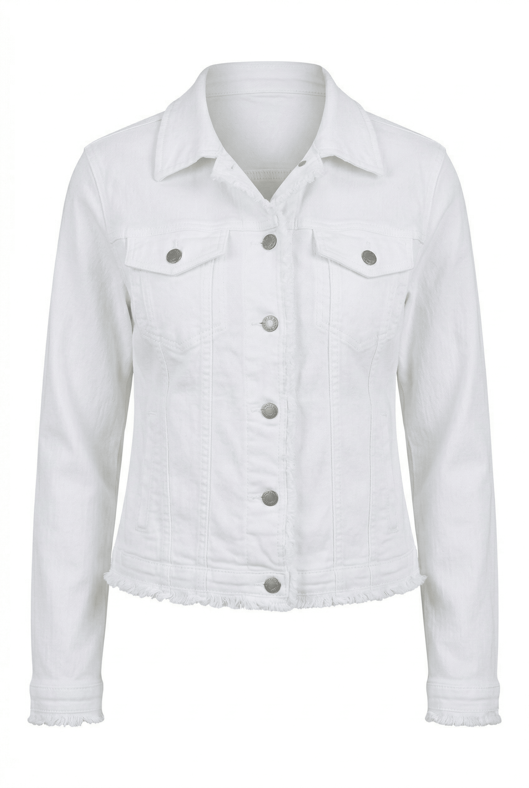 White denim jacket on a white background
