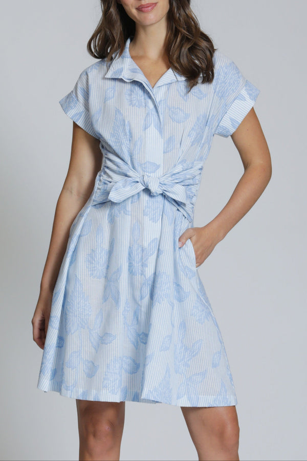 Button Front Shirt Dress With Ties