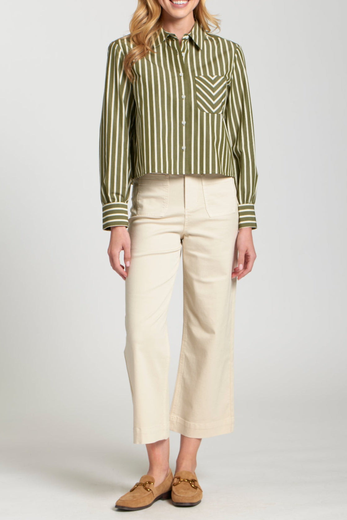 MY 1LDK STRIPED CROPPED SHIRT グリーン0 MY 1LDK STRIPED CROPPED SHIRT グリーン0