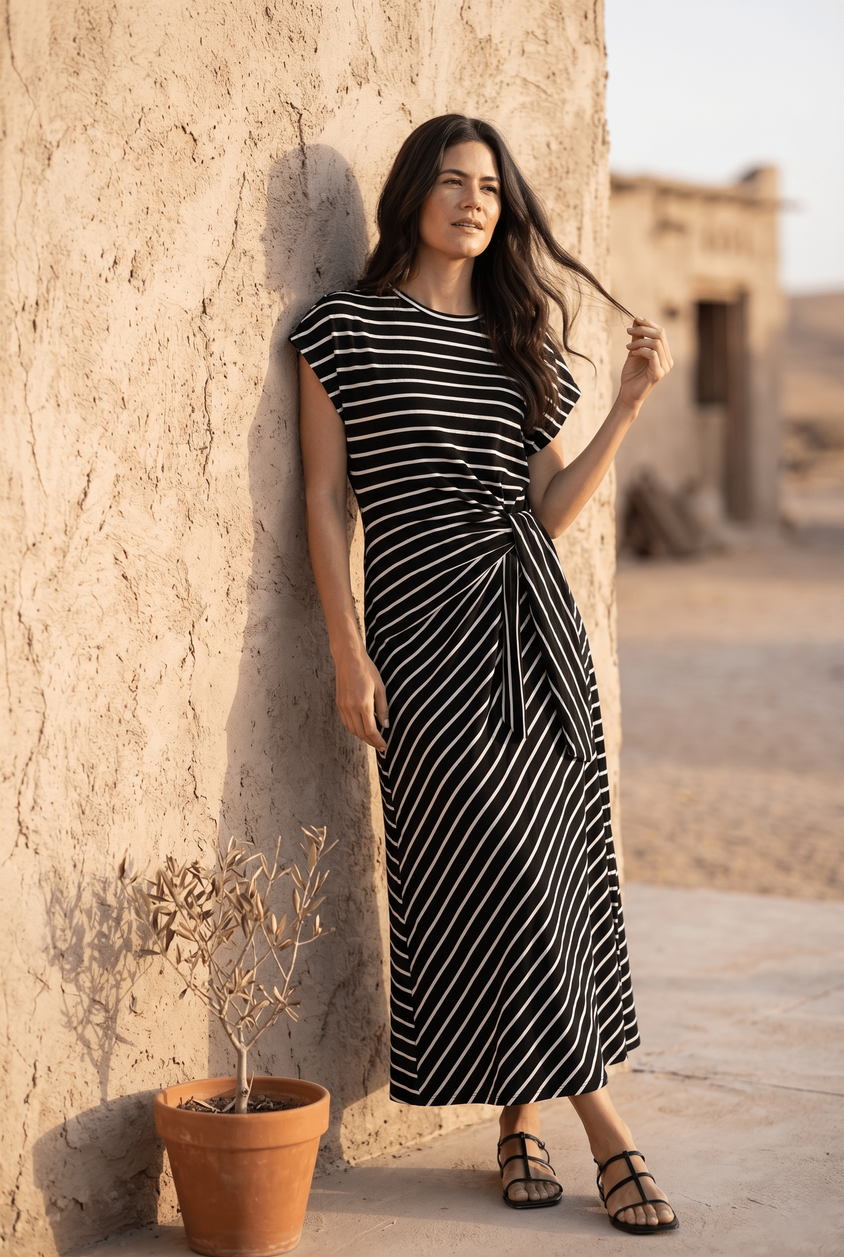 APNY Women's Stripe Maxi Dress - Black APNY Women's Stripe Maxi Dress - Black