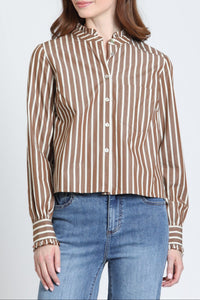 Cropped Shirt With Ruffle Detail