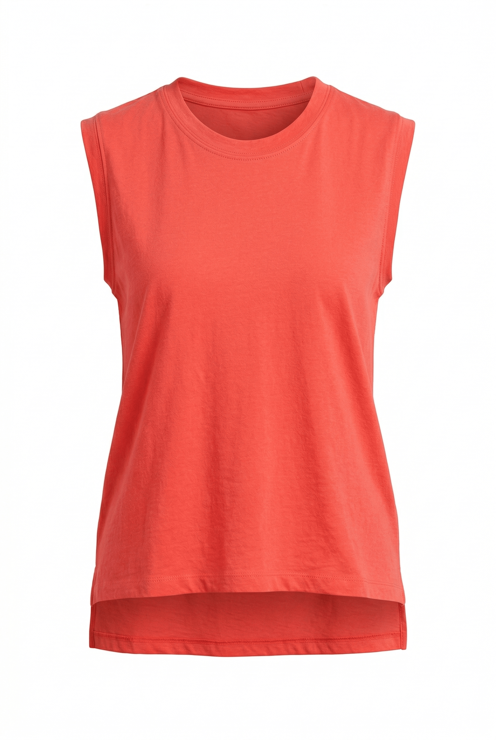 Red sleeveless top on a white background