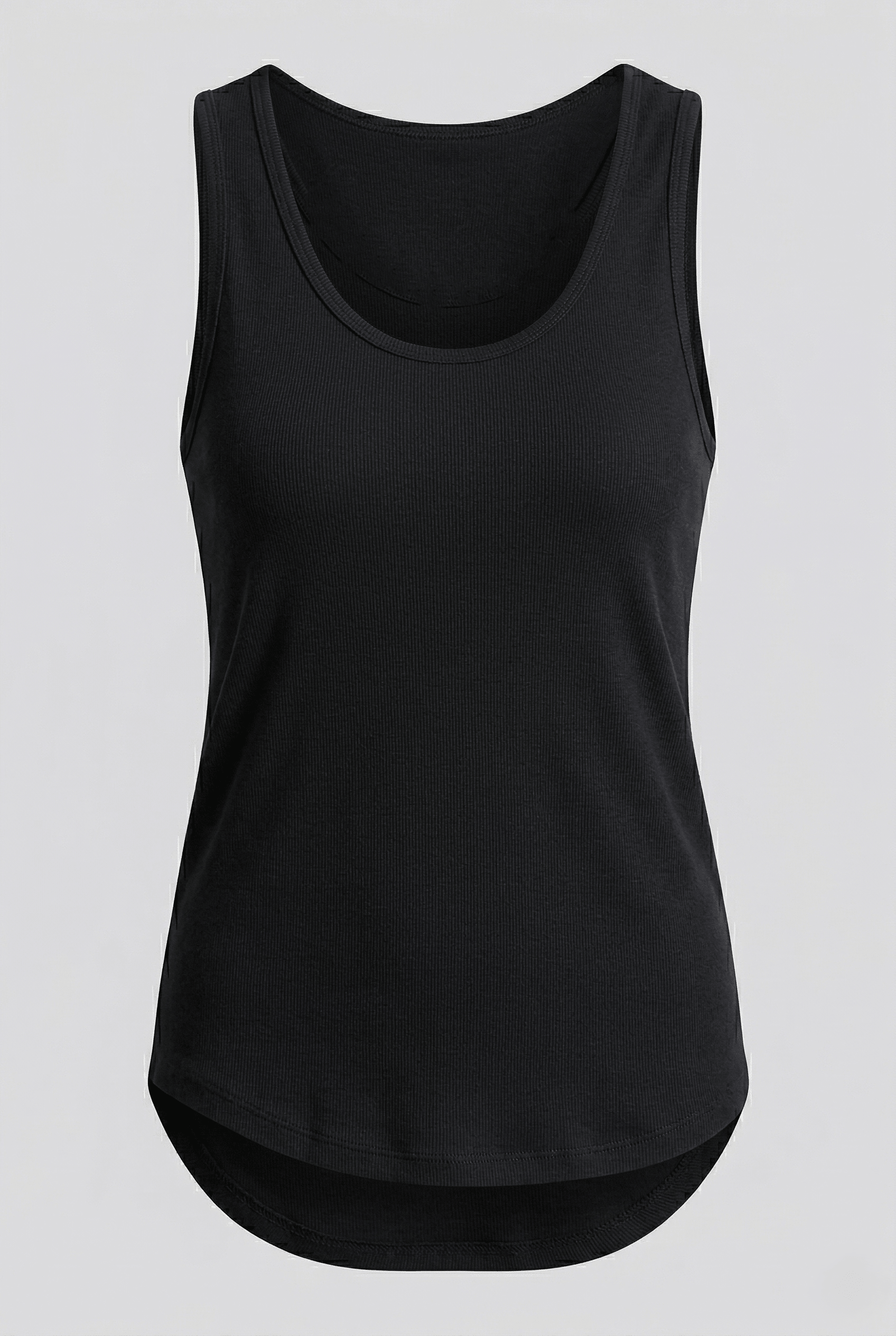 Black tank top on a light gray background