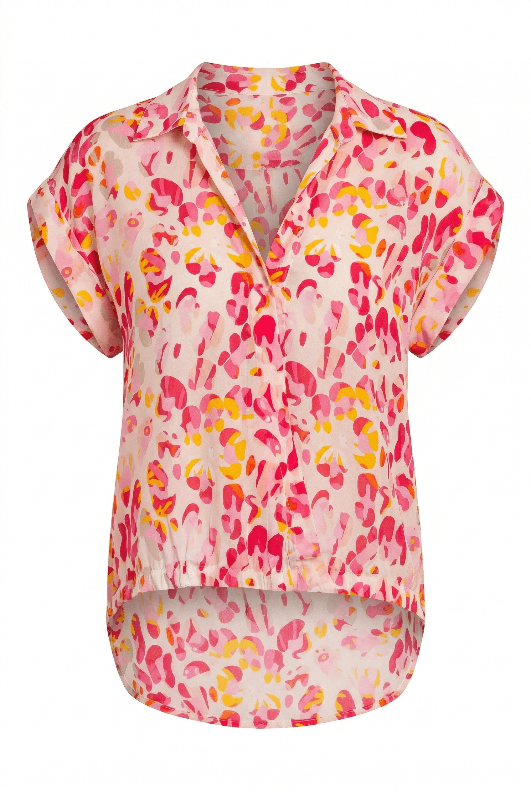 Pink and yellow patterned blouse