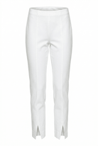 White pants with a slit on a white background