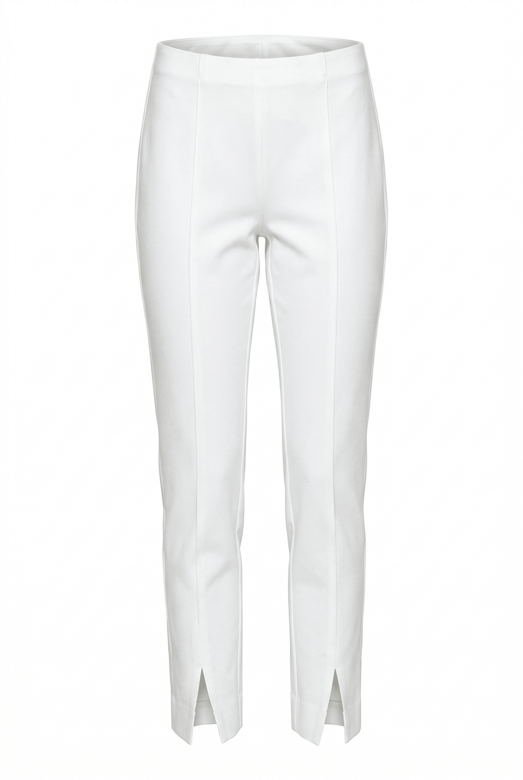 White pants with a slit on a white background