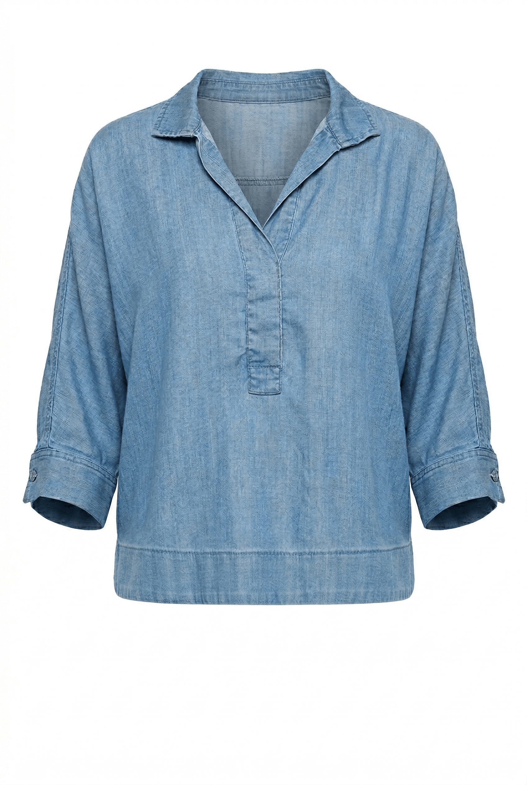 Blue denim shirt on a white background