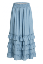 Blue tiered skirt on a white background