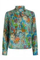 Colorful floral patterned shirt on a white background
