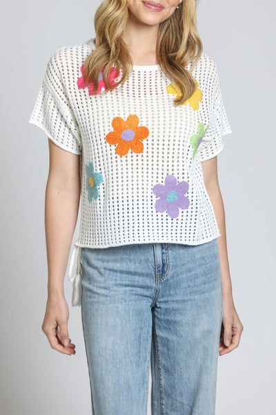 Tape Yarn Pull Over With Floral Detail – APNY