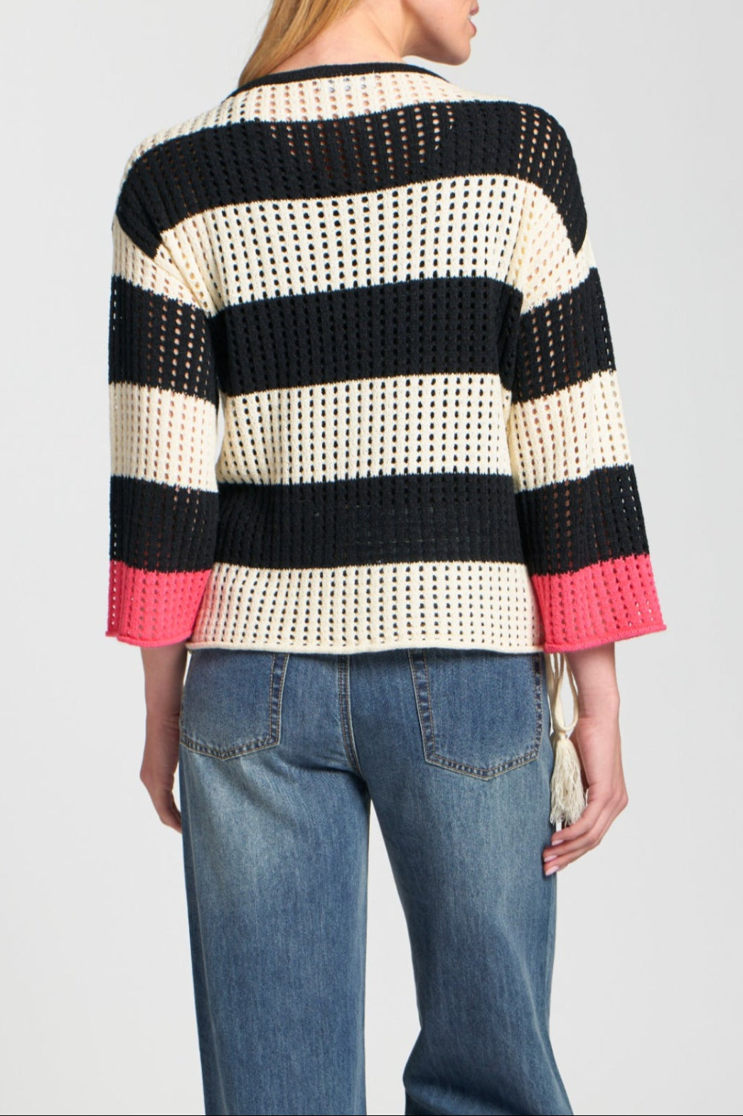Stripe Modern Crochet Tape Yarn Sweater – APNY