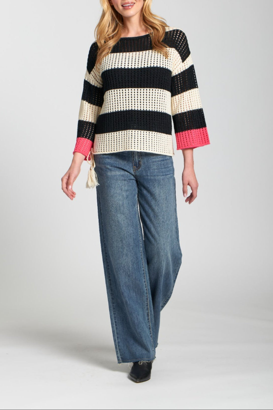 Stripe Modern Crochet Tape Yarn Sweater – APNY