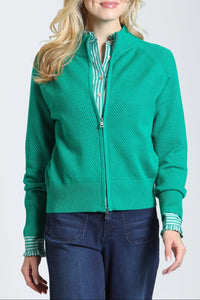 Zip-Front Mesh Pointelle Stitch Jacket