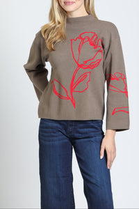 Contrast Floral Pullover