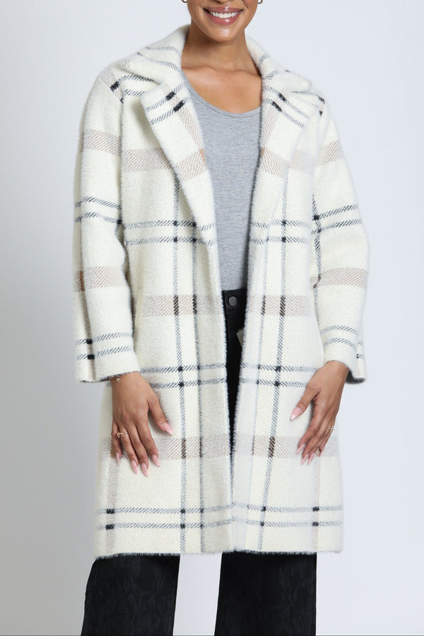 Alpine Plaid Long Line Cardi Coat