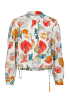 Colorful floral-patterned jacket on a white background