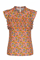 Floral patterned top with ruffled details
