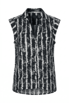 Black and white tie-dye sleeveless shirt on a white background