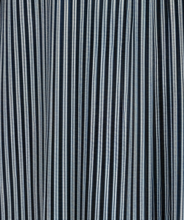 Close-up of a fabric with thin black and white stripes.