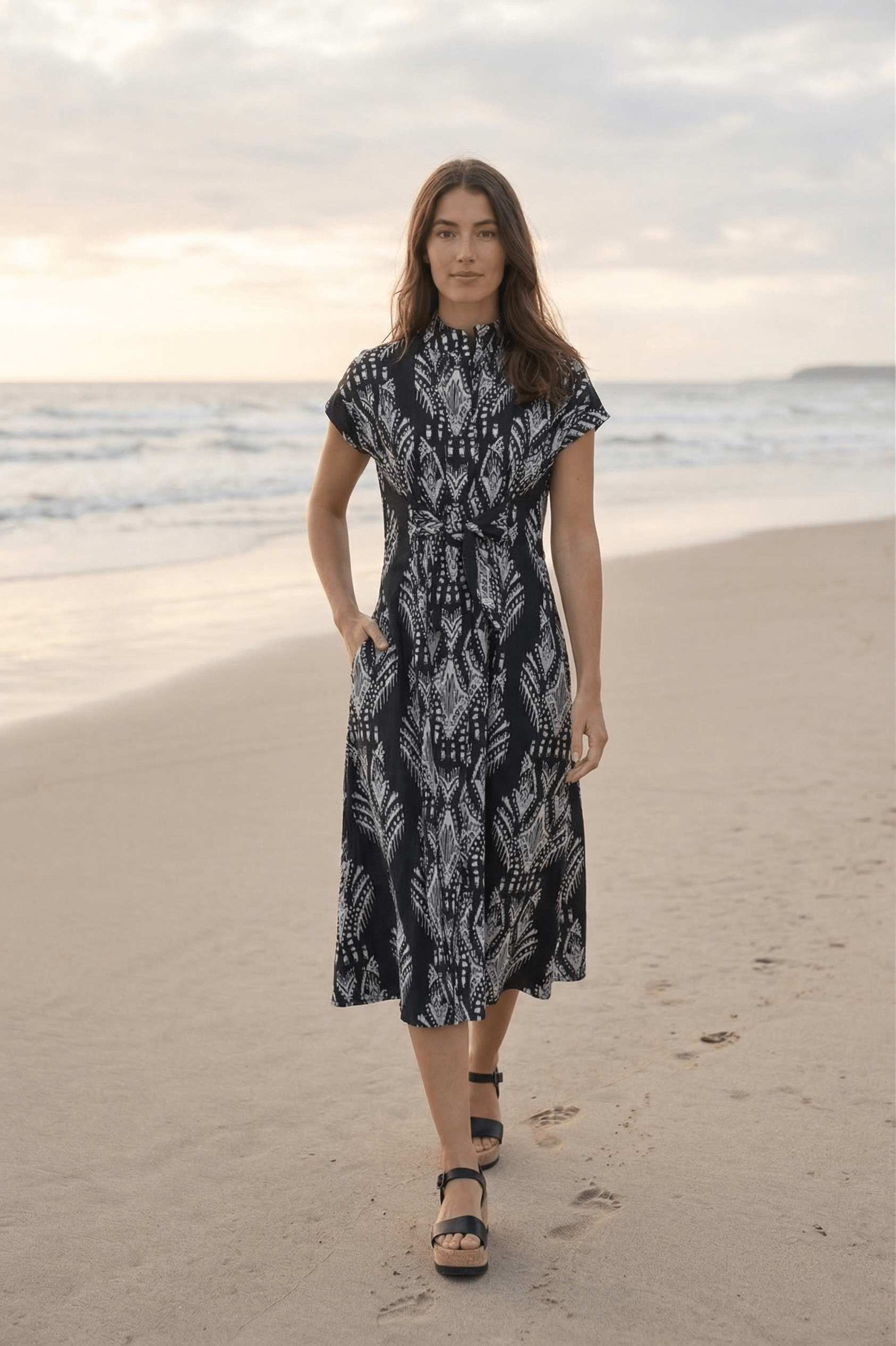 minimalist tie front dress Beige Multi Floral Tie Front Dress - Mini Dresses