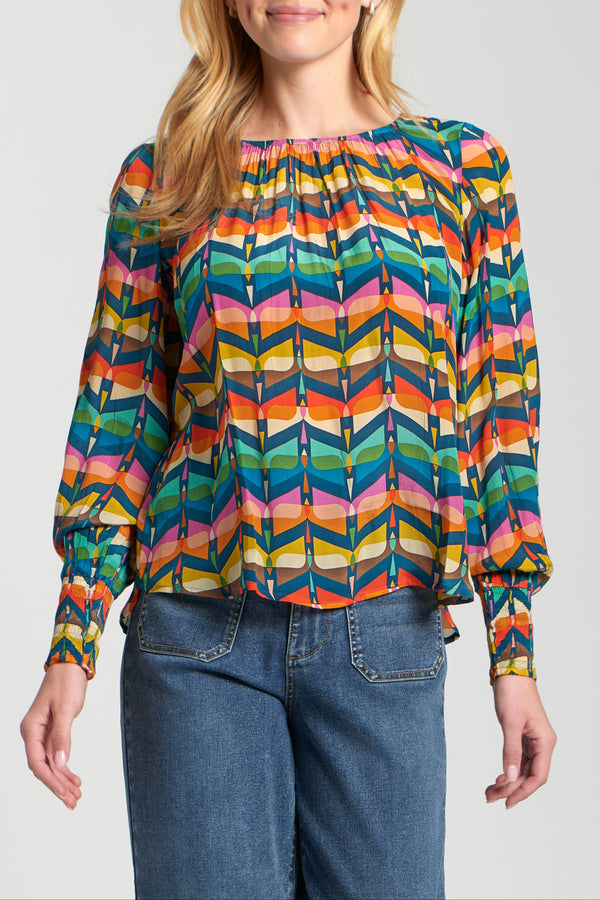 Pullover With Smocked Cuff