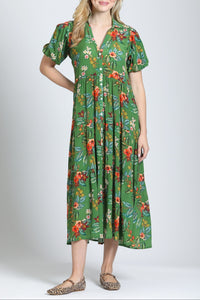 Tiered Puff Sleeve Shirt Dress