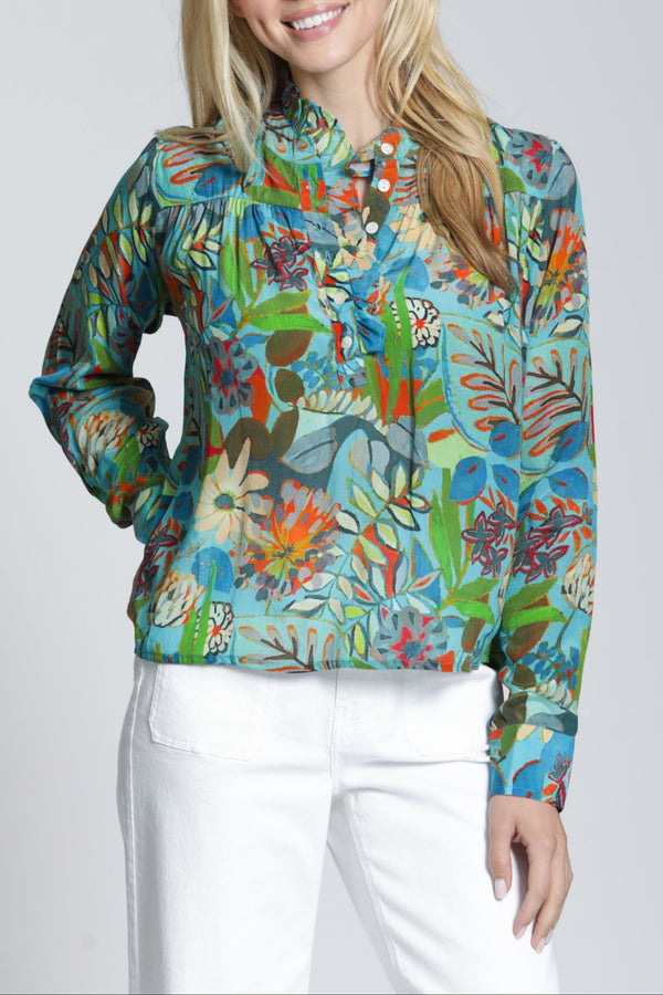 Ruffle Half Placket Blouse