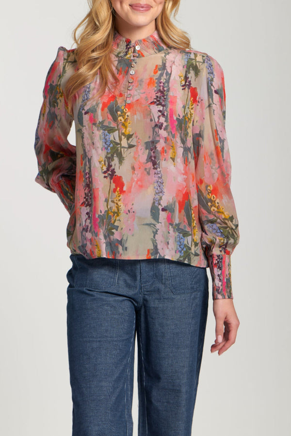 Puff Sleeve Blouse With Ruched Detail