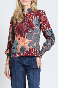 Puff Sleeve Blouse With Ruched Detail