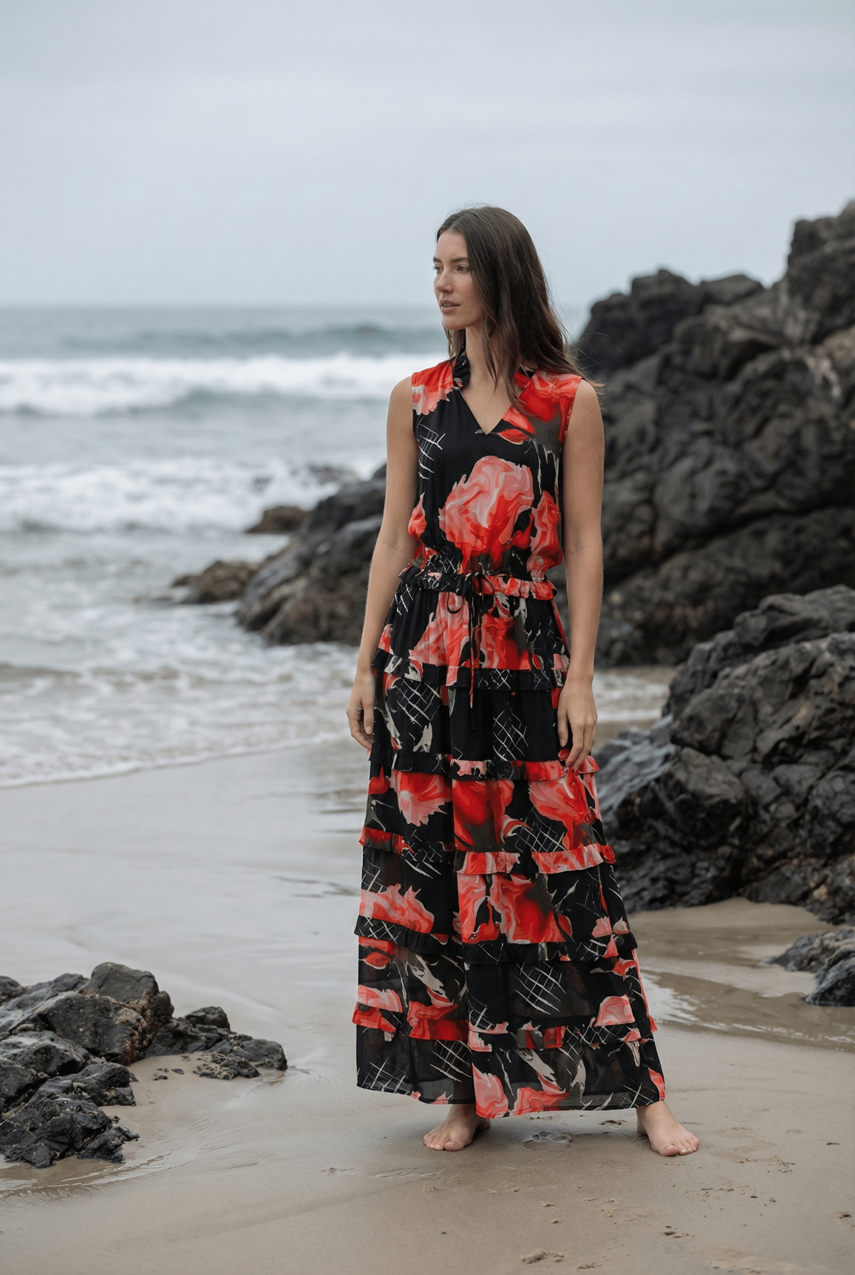 Sleeveless Tiered Maxi Dress APNY Sleeveless Tiered Maxi Dress APNY